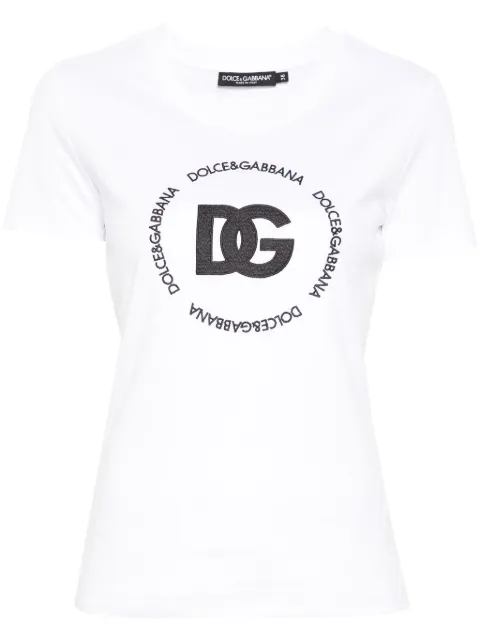 Dolce & Gabbana DNA embroidered-logo interlock T-shirt White F8T00ZGDB5U