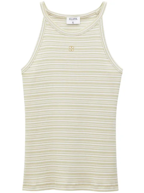 Filippa K monogram-embroidered striped organic cotton tank top Neutrals 30434