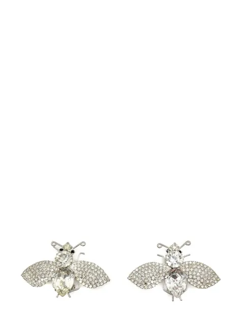 Jennifer Gibson Jewellery Vintage Statement Crystal Bee Earrings 1980s Silver FCD2C1738