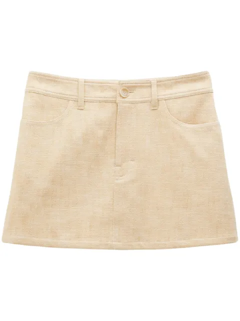 Filippa K A-line cotton-blend miniskirt Neutrals 30213