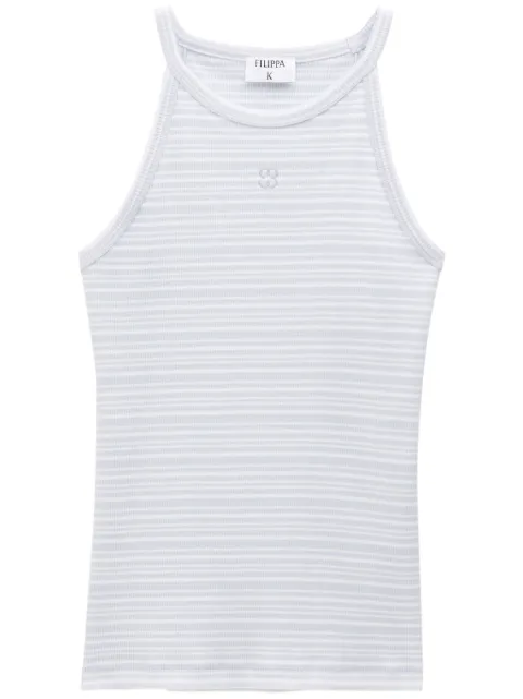 Filippa K monogram-embroidered striped organic cotton tank top Blue 30434
