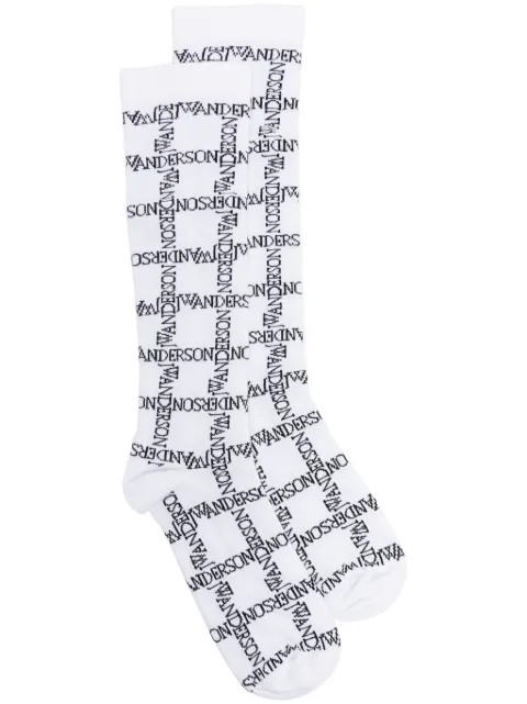 JW Anderson logo intarsia-knit cotton-blend socks White KW1034YN02731