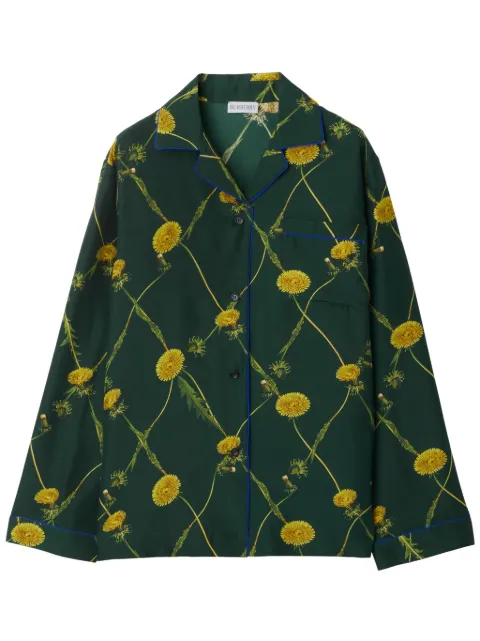 Burberry dandelion-print silk pyjama shirt Green 8082988