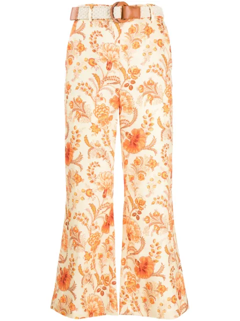 ZIMMERMANN Junie floral-print linen trousers Orange 9940PRS243