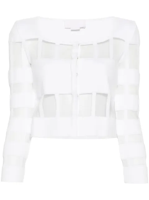 Genny mesh-panelled ribbed cardigan White 76AAF827CMX12