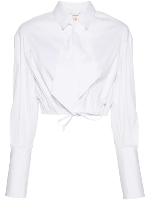 Genny logo-plaque cropped poplin shirt White 76AAL609N0116
