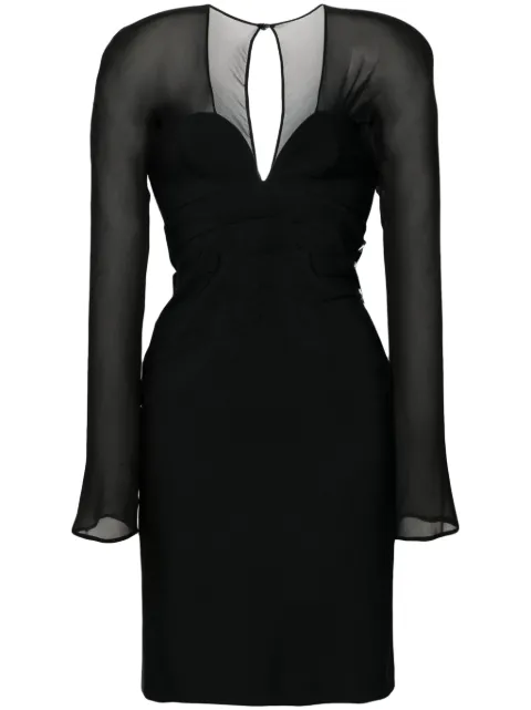Genny crystal-embellishment rear-slit dress Black 76AAO418N0115