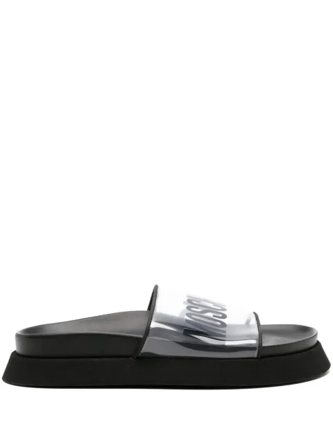 Moschino logo-print slides Neutrals MA28404G0IMZ1
