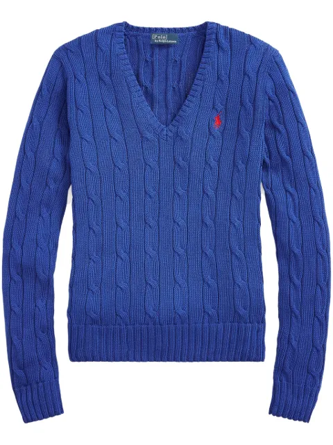 Polo Ralph Lauren logo-embroidered cable-knit sweatshirt Blue 211891641006