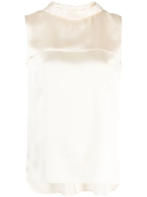 CHANEL Pre-Owned mock-neck sleeveless silk top Neutrals CSANARCHATOP7623