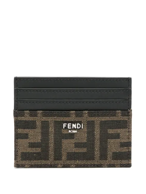 FENDI FF-jacquard leather card holder Brown 7M0164ALWK