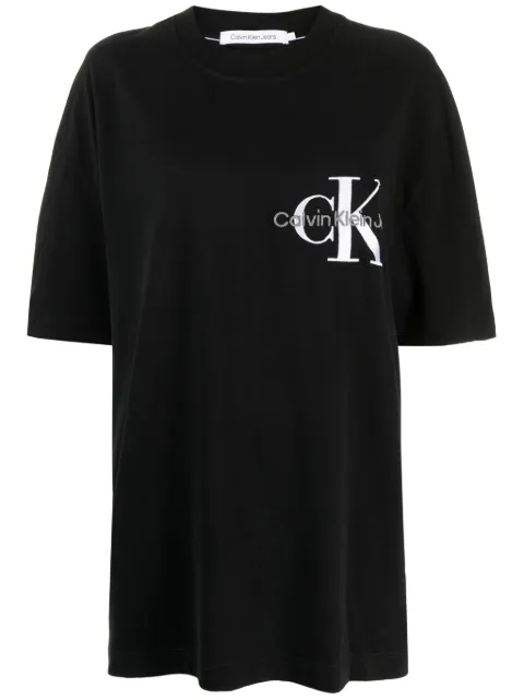 Calvin Klein logo-embroidered cotton T-shirt Black J30J323494