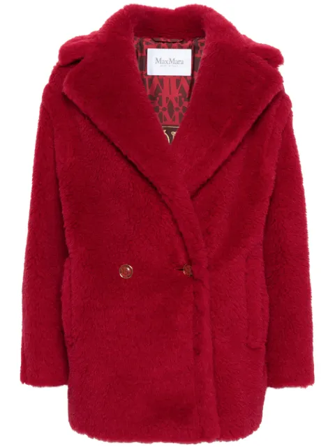 Max Mara Short Teddy faux-shearling coat Red 2411081031600