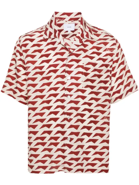 RHUDE geometric-pattern silk shirt Red RHPS24SR07174307