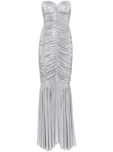 Norma Kamali Slinky ruched fishtail gown Silver ST4233LM912058