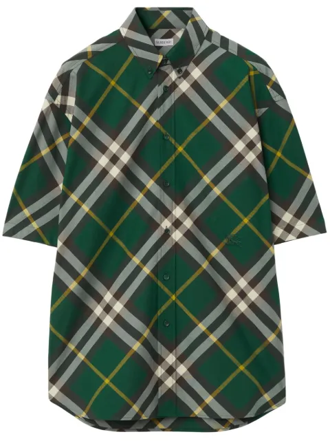 Burberry logo-embroidered plaid shirt Green 8082903