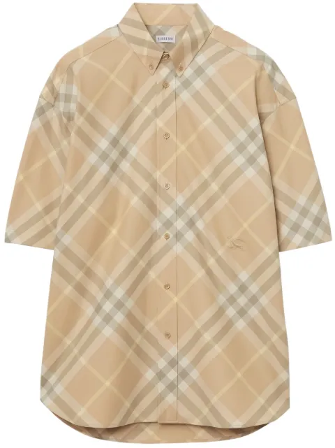 Burberry checkered short-sleeved button-down shirt Neutrals 8082478