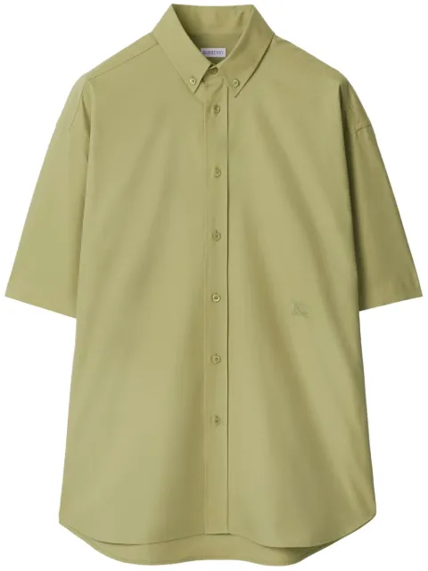 Burberry logo-embroidered poplin shirt Green 8081978