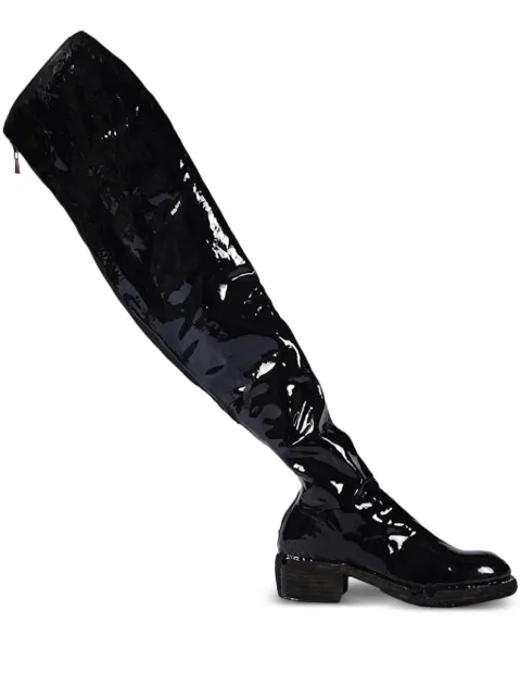 Guidi laminated knee-high leather boots Black 7912Z
