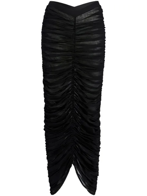KHAITE Laure ruched silk skirt Black 9531312200