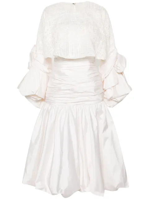 Gaby Charbachy floral-appliqué ruched gown White RMD242
