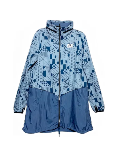Nike geometric-print full-zip parka jacket Blue 831685