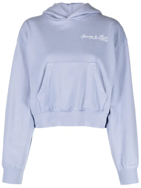 Sporty & Rich logo-print cropped hoodie Blue HCAW2324PW