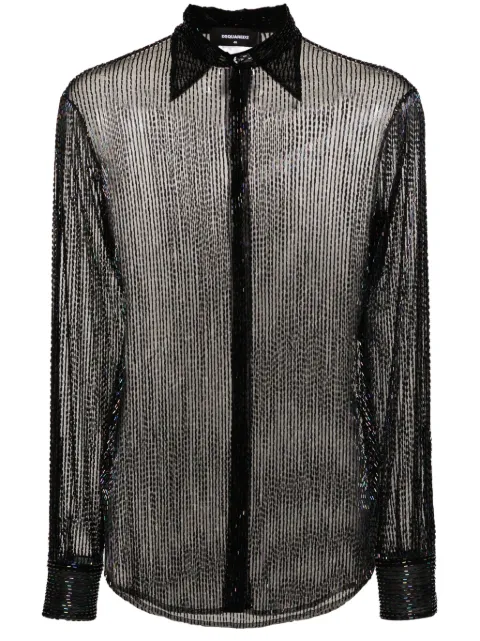 DSQUARED2 70's beaded tulle shirt Black S74DM0764S78236