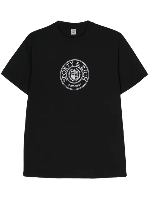 Sporty & Rich Connecticut Crest cotton T-shirt Black TSAW2360BK