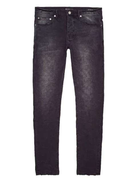 Purple Brand monogram-jacquard jeans Black P001BLWJ222