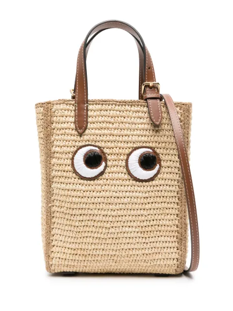 Anya Hindmarch Eyes-embroidered raffia tote bag Neutrals 189057