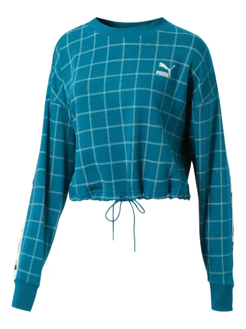 PUMA grid-pattern drawstring-hem sweatshirt Blue 57833803