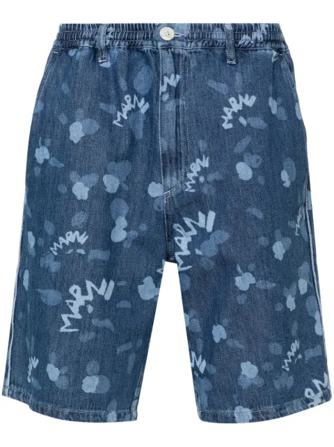 Marni all-over logo-print denim shorts Blue PUJU0070I0USCW08