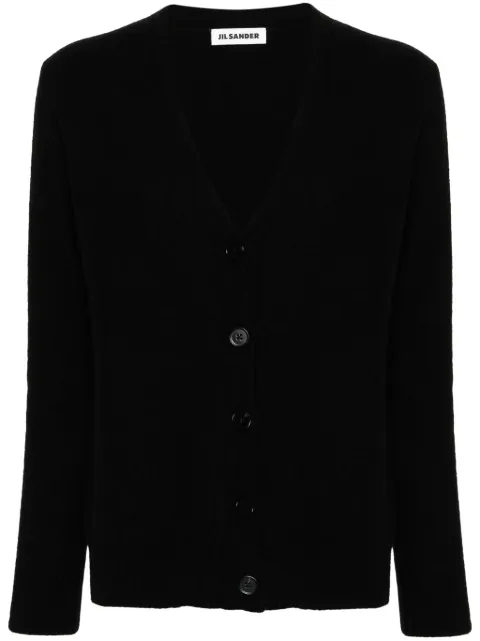 Jil Sander logo-engraved-buttons wool cardigan Black J01HP0002J14603