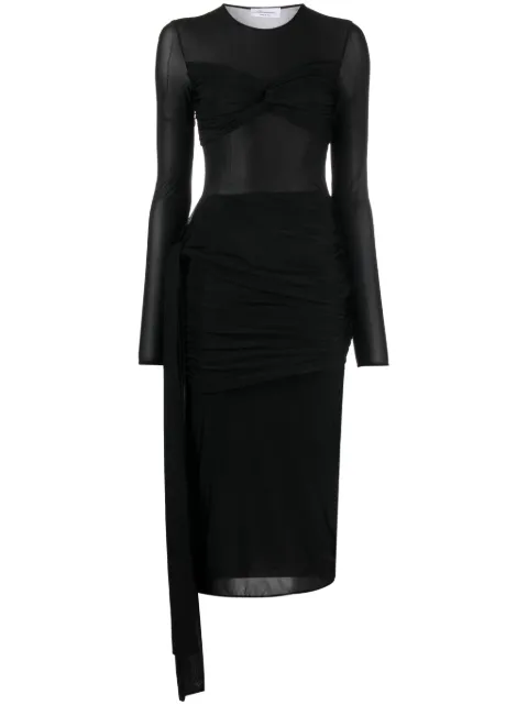 Blumarine draped-detail midi dress Black P422A443A