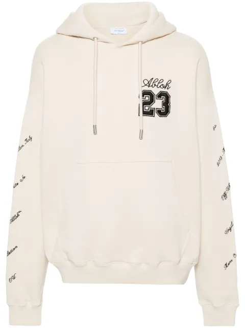Off-White embroidered-logo cotton hoodie Neutrals OMBB085S24FLE0110310