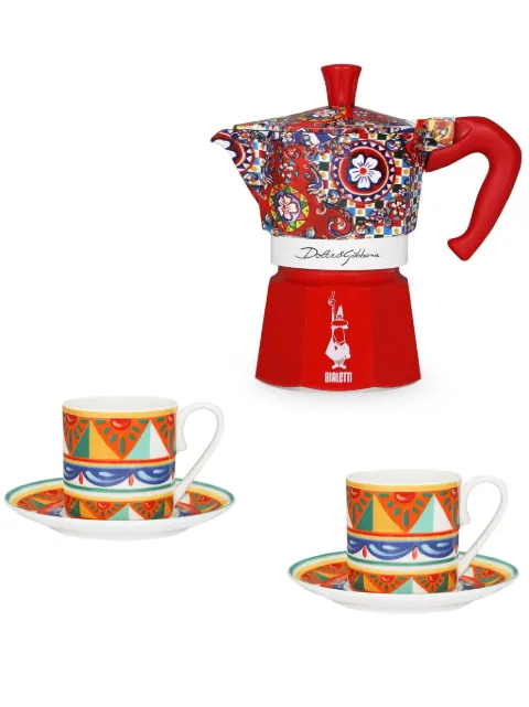 Dolce & Gabbana x Bialetti Moka Express coffee maker and espresso cups (set of two) Red TC0S01TCA04