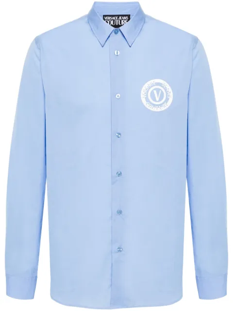 Versace Jeans Couture logo-print cotton shirt Blue 76GALYS1CN002
