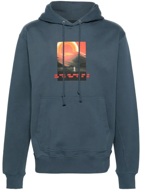 Helmut Lang graphic-print cotton hoodie Blue N09HM514