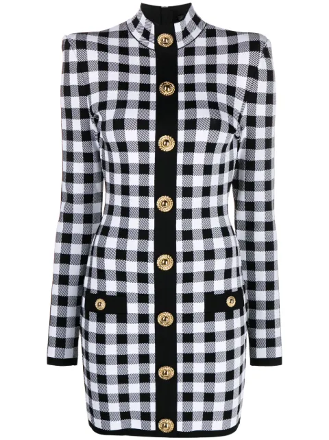 Balmain gingham mini dress Black CF1R8019KF51