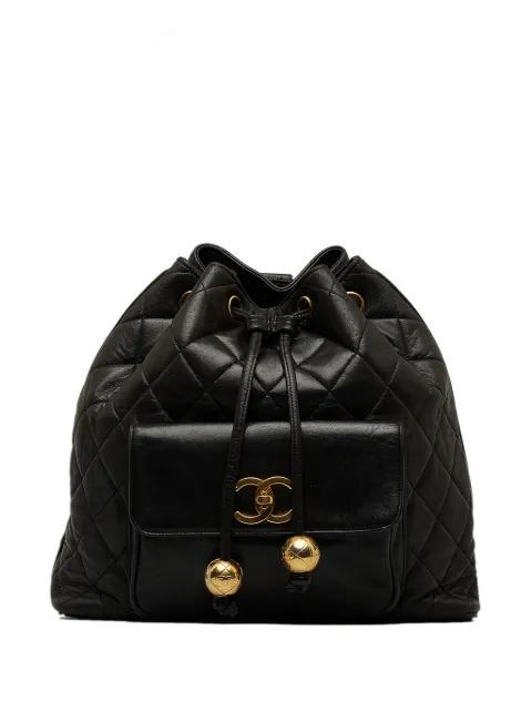 CHANEL Pre-Owned 1994-1996 CC diamond-quilted backpack Black IZW53GJMXCSIQR1W