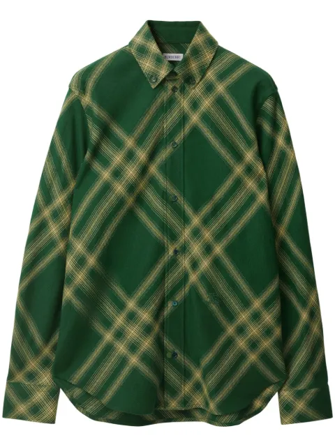 Burberry check-pattern wool shirt Green 8083595
