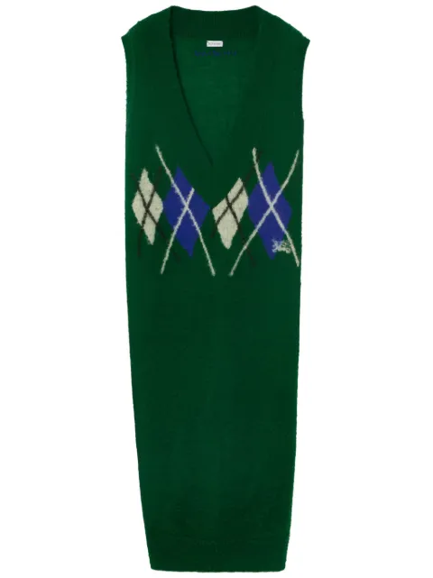 Burberry argyle-intarsia wool maxi dress Green 8080932