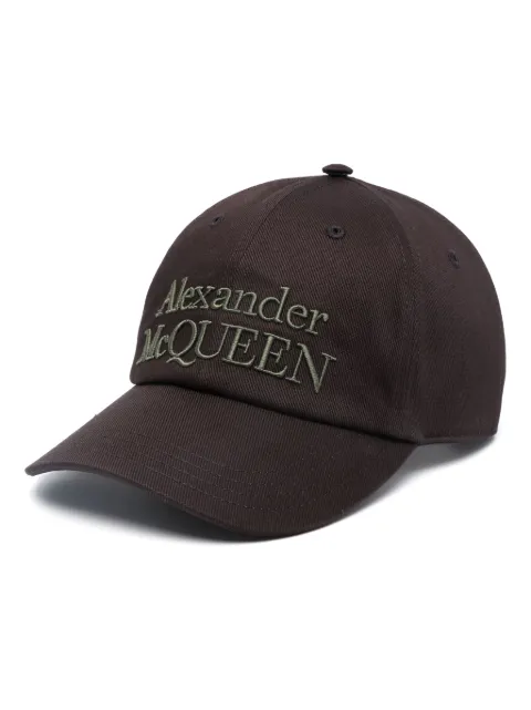 Alexander McQueen embroidered-logo cotton cap Black 6886584105Q
