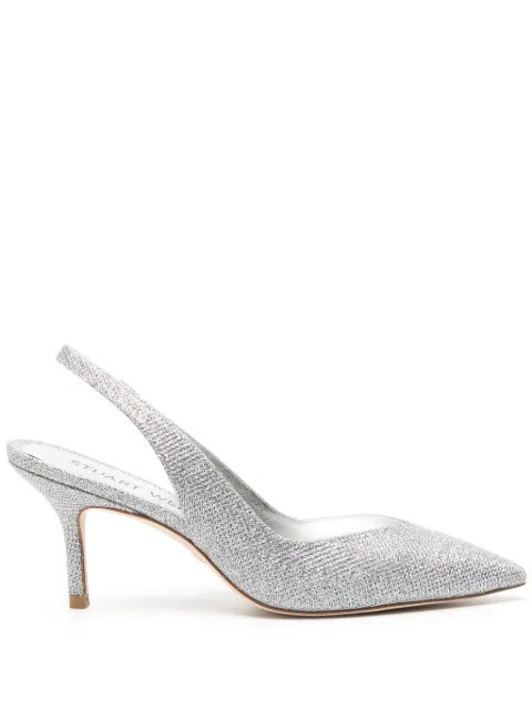 Stuart Weitzman Eva 75mm slingback pumps Silver SG903