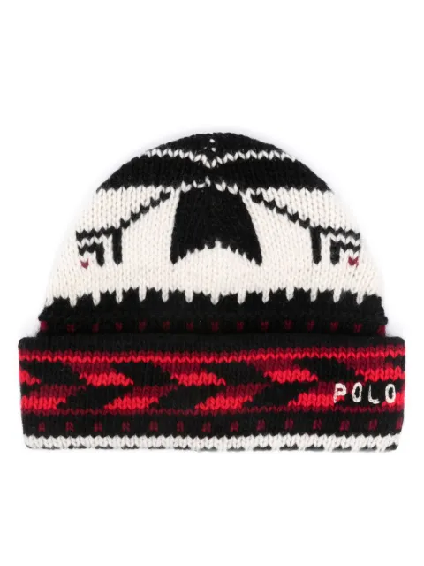 Polo Ralph Lauren snowflake-motif wool beanie Black 455931417001