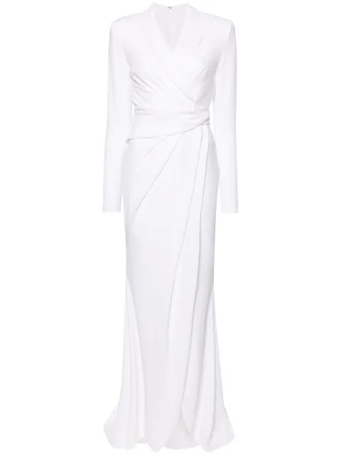 Talbot Runhof draped crepe maxi dress White OL018503UT15