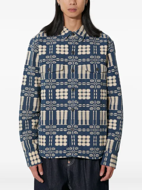 Corridor patterned pocket overshirt Blue JKT0016