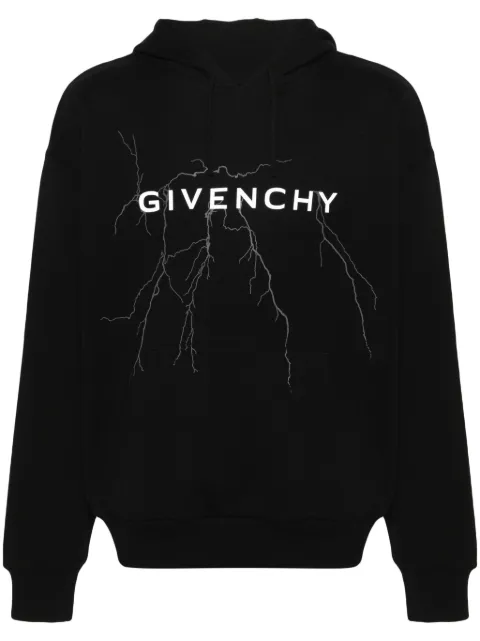 Givenchy thunderbolt-print cotton hoodie Black BMJ0LA3YJ9