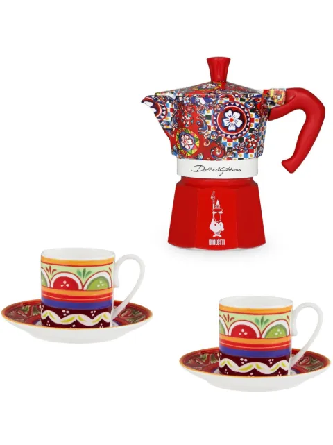 Dolce & Gabbana x Bialetti Moka Express coffee maker and espresso cups (set of two) Red TC0S01TCA04